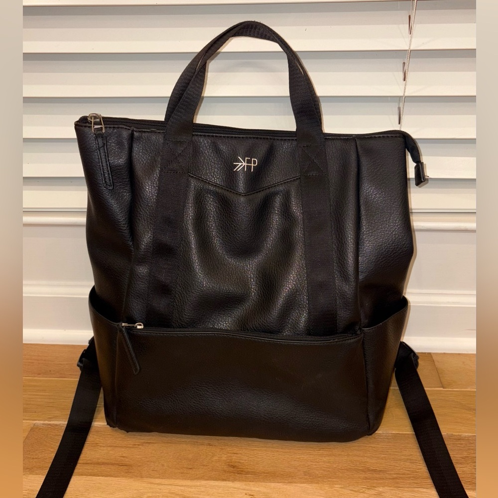 Freshly Picked Large Diaper Bag Backpack Black Leather